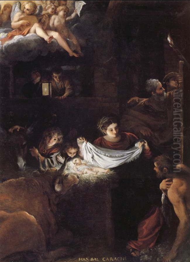 The Adoration of the Shepherds Oil Painting by Francesco Albani