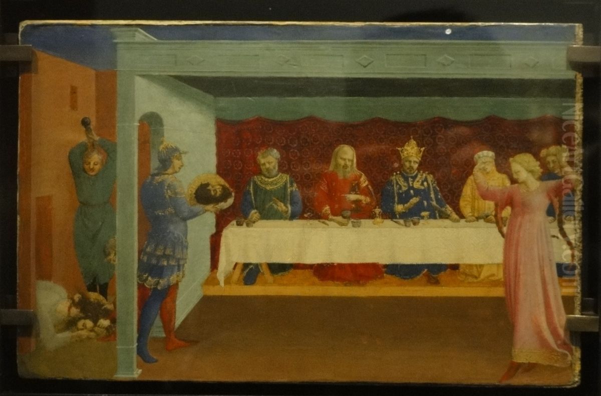 La Decollation de saint Jean Baptiste et le Banquet d'Herode Oil Painting by Fra Angelico