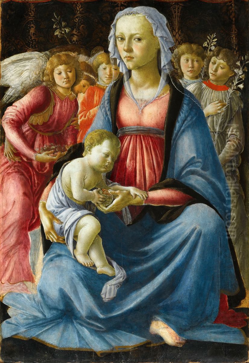 Madonna and Child with Five Angels Oil Painting by Sandro Botticelli