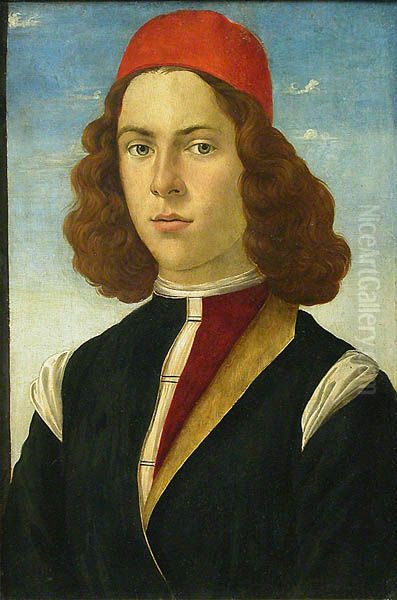 Portrait of a Young Man Oil Painting by Sandro Botticellior workshop