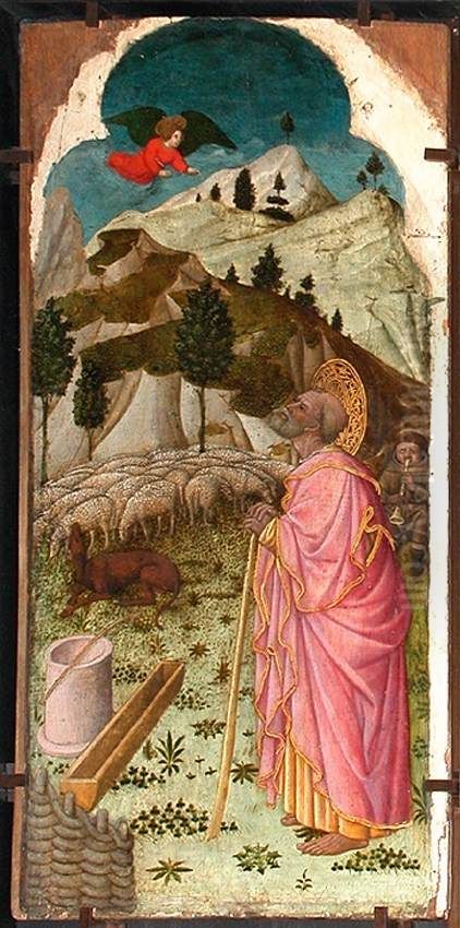 The Angel Appearing to Joachim; The Birth of the Virgin Oil Painting by Giovanni Francesco Da Rimini