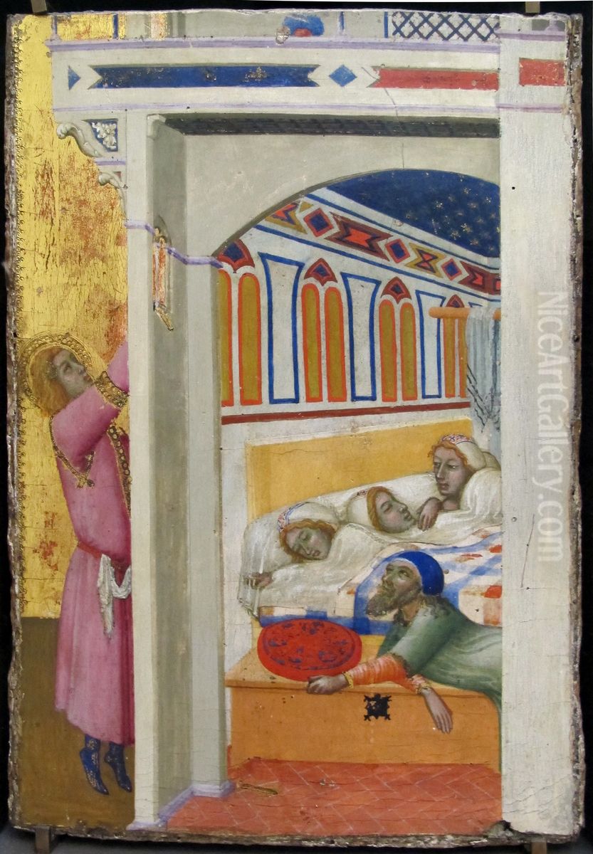 La Charite de saint Nicolas de Bari Oil Painting by Ambrogio Lorenzetti