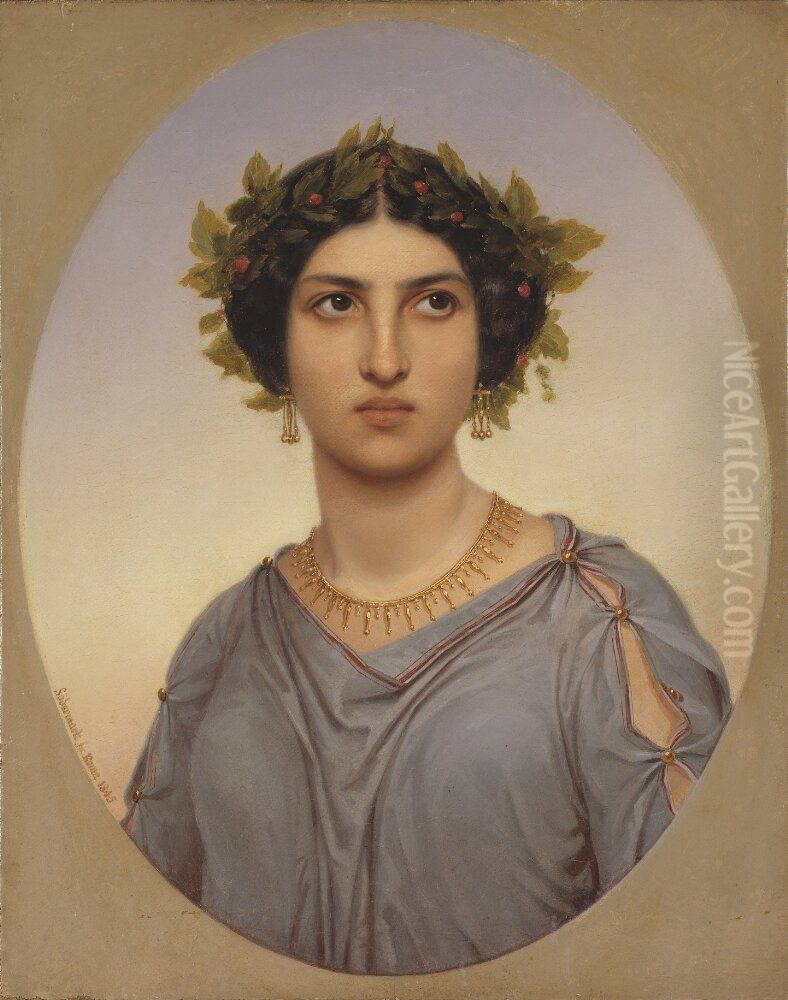 Grazia, romersk modell Oil Painting by Olof Johan Sodermark