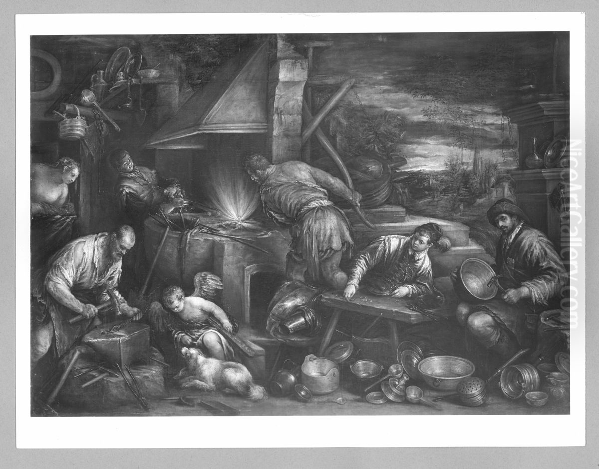 Die Schmiede des Vulkans Oil Painting by Francesco Bassano the Younger