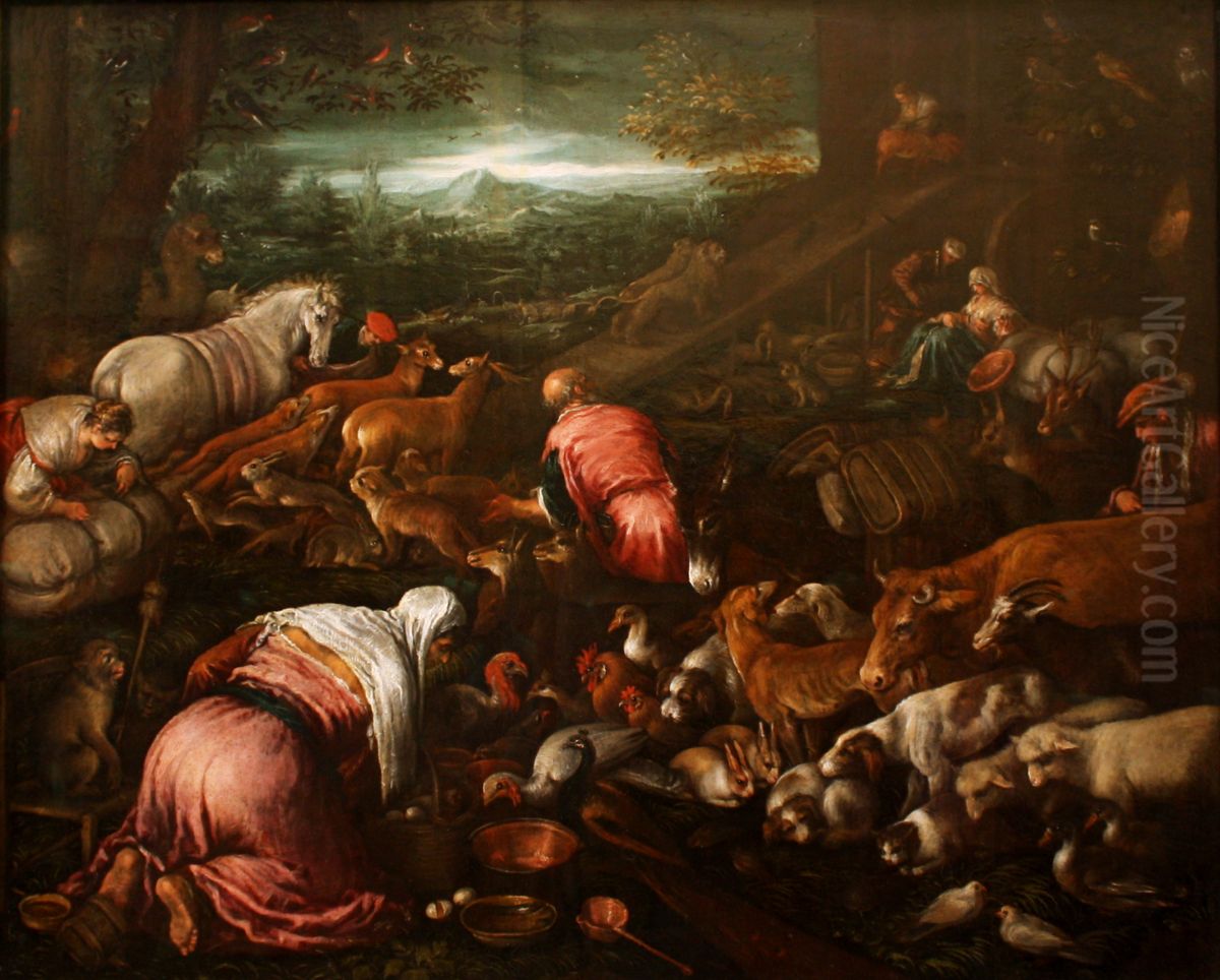 Animals boarding Noah's Ark Oil Painting by Jacopo Bassano