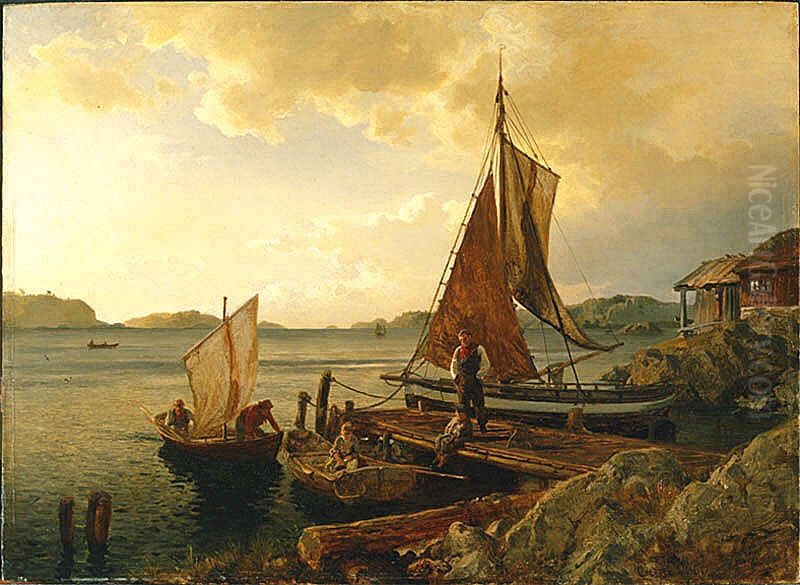 In the Archipelago Oil Painting by Hans Gude