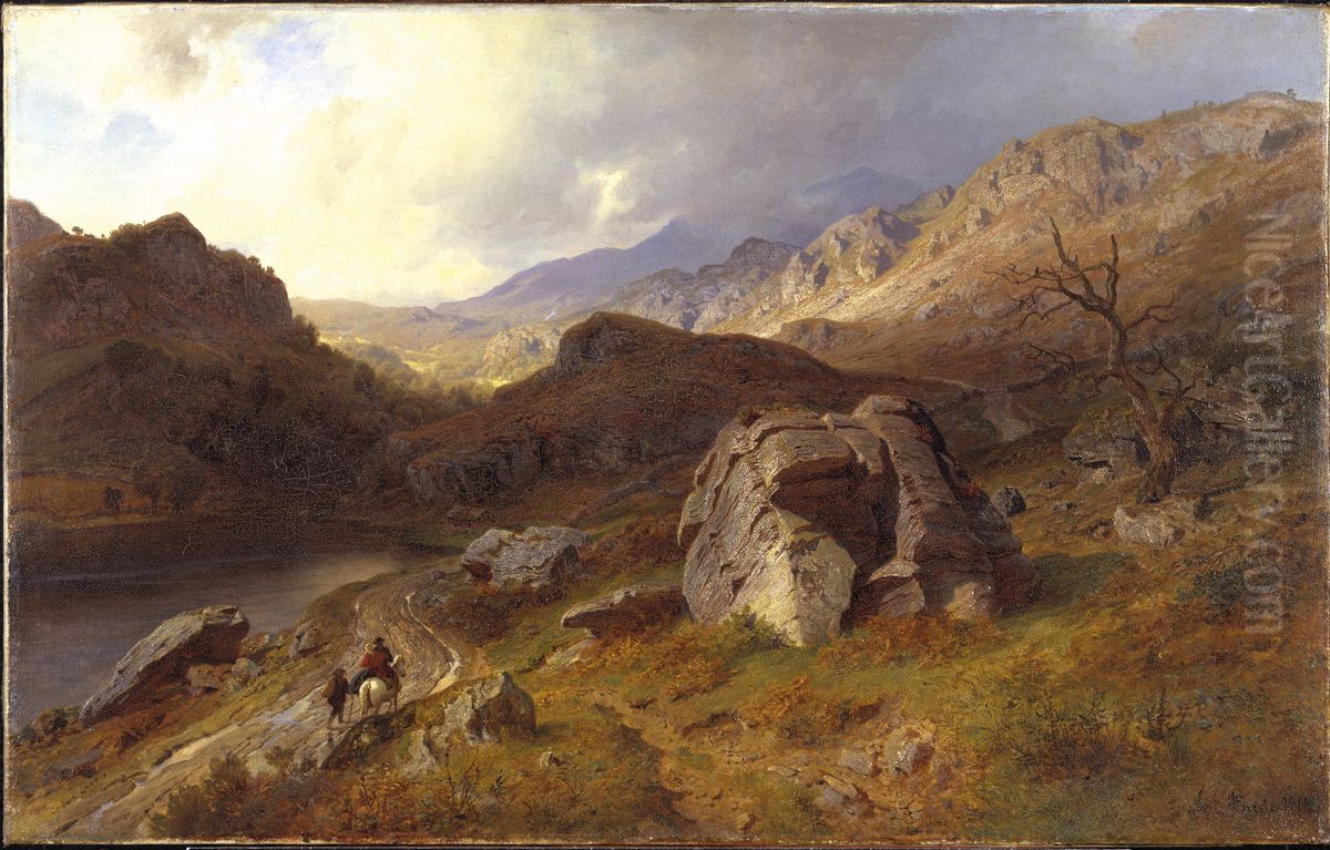 Lledr Valley i Wales Oil Painting by Hans Gude