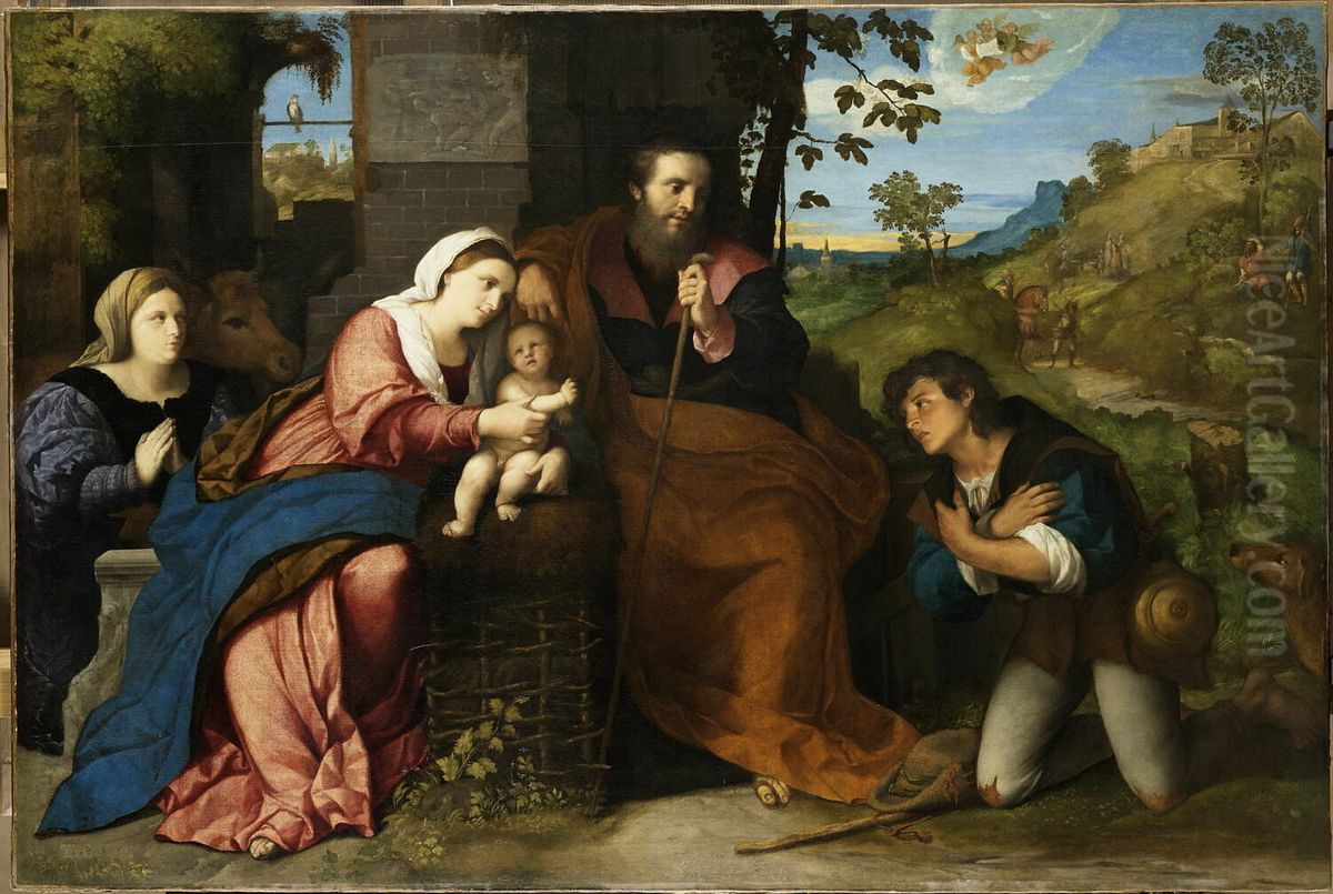 The Adoration of the Sheperds with a Donor Oil Painting by Palma Vecchio