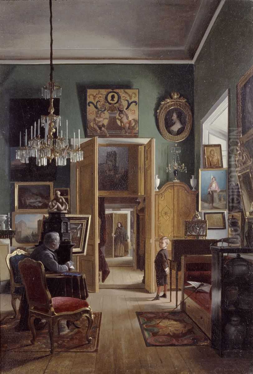 Interior of the Painter's Home in Stockholm Oil Painting by Carl Stefan Bennet