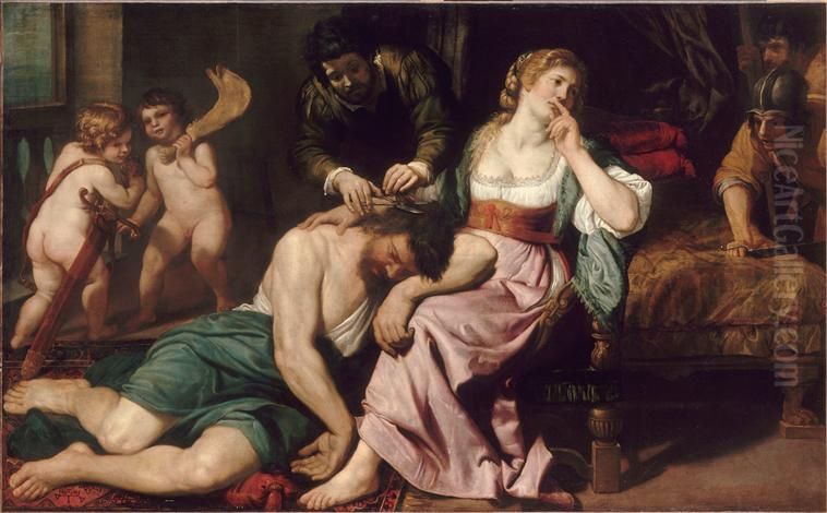 Samson and Delilah Oil Painting by Domenico Fiasella