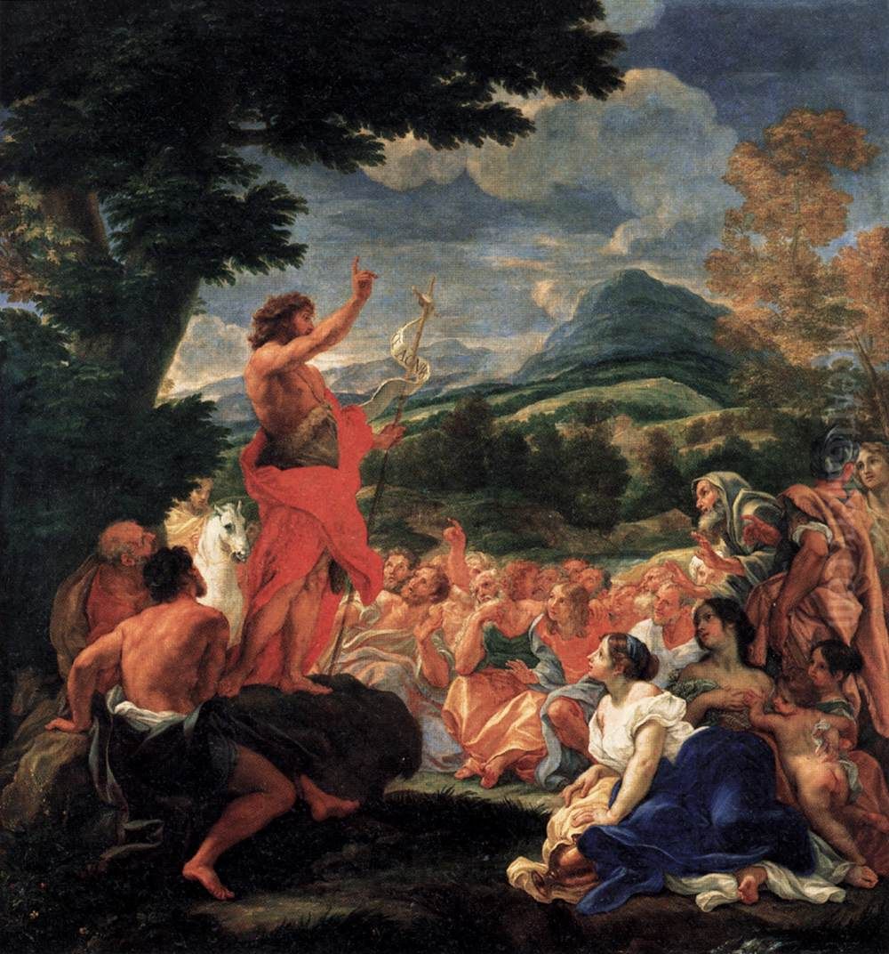 The Preaching of St John the Baptist Oil Painting by Giovanni Battista Gaulli