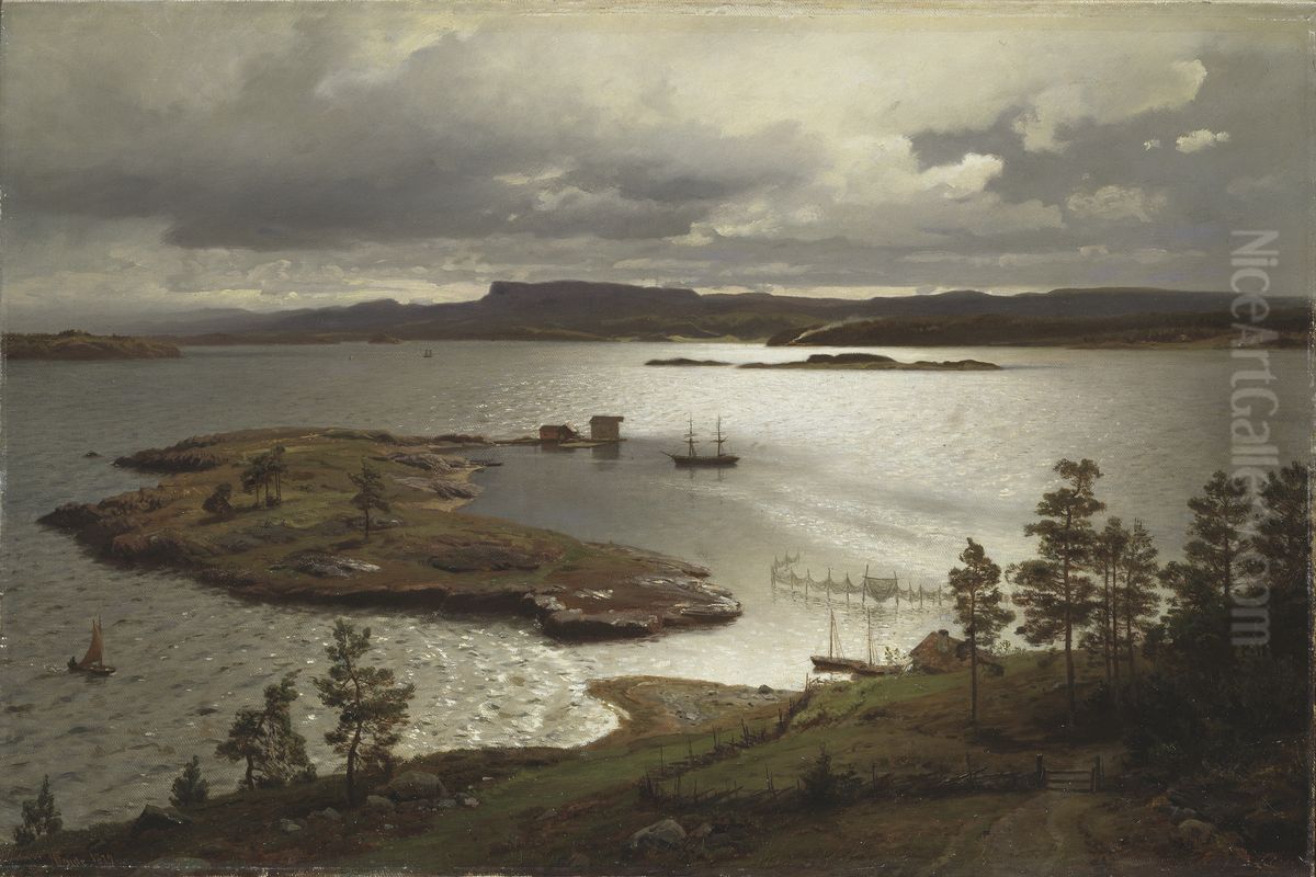 Sandviksfjorden Oil Painting by Hans Gude