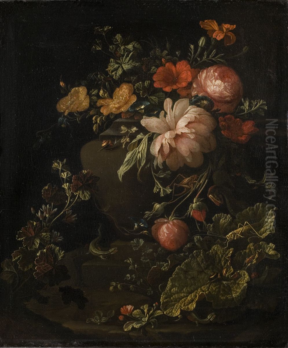 Blommor, odlor och insekter Oil Painting by Elias van den Broeck