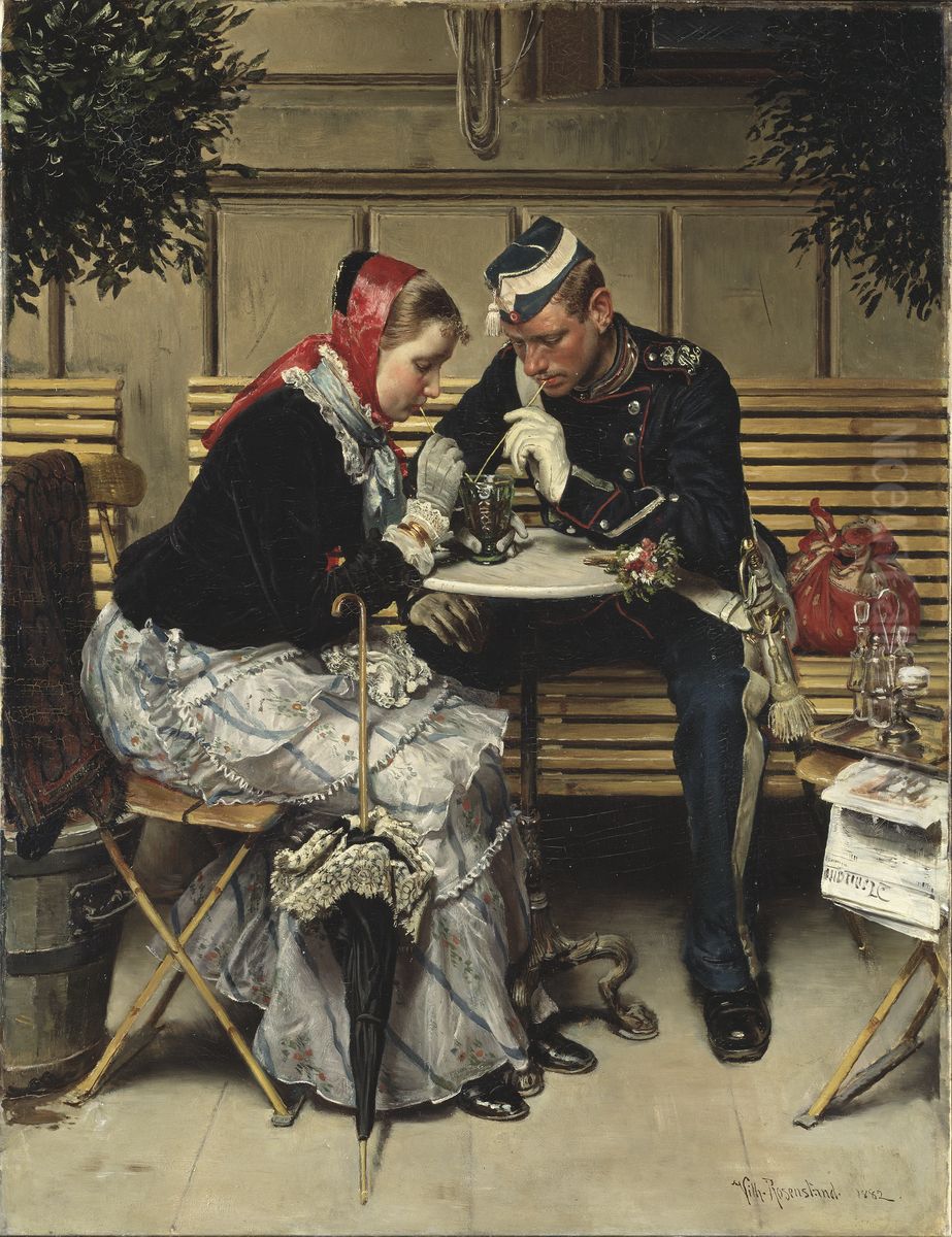 Utanfor Cafe A Porta, vid Kongens Nytorv, Kopenhamn Oil Painting by Vilhelm J. Rosenstand