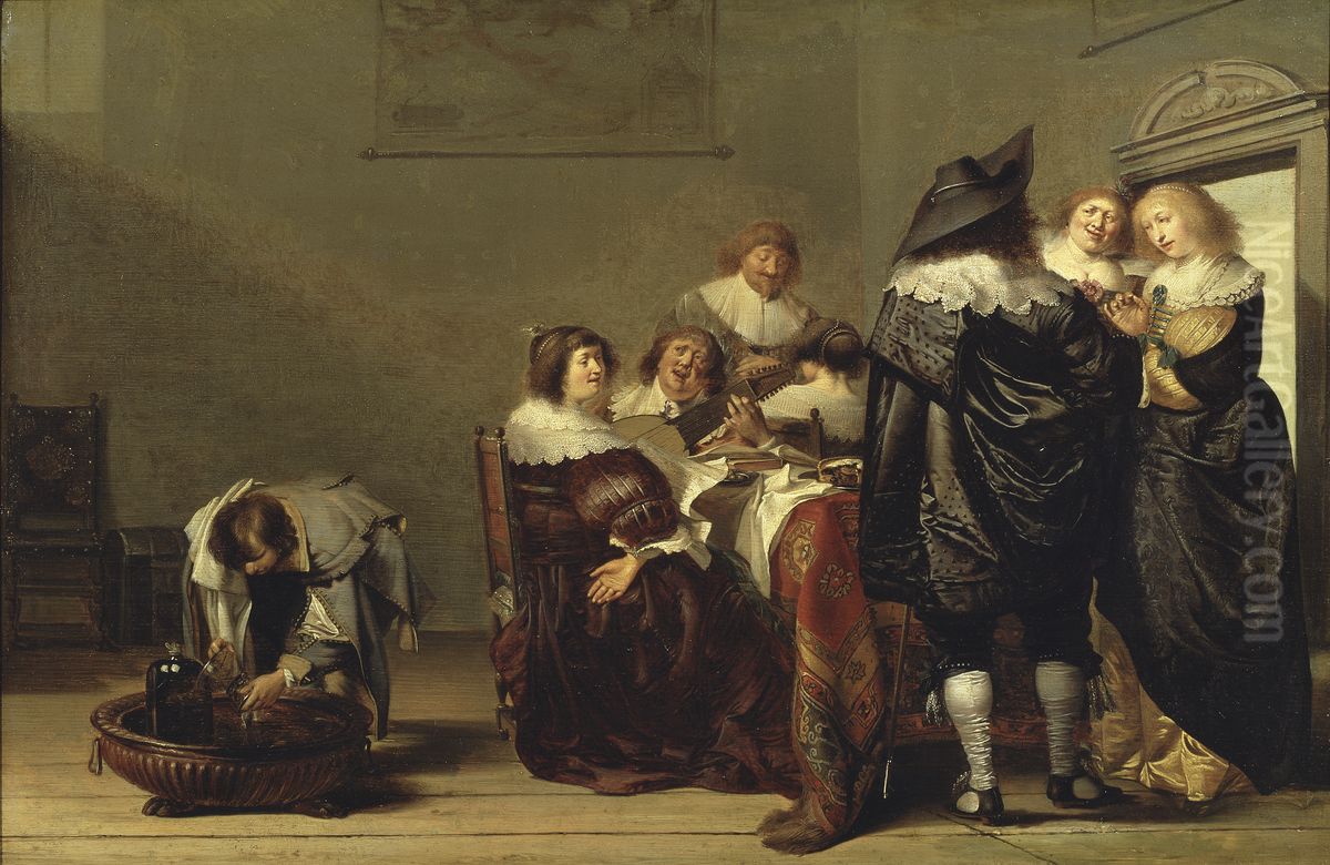 Company Making Music Oil Painting by Pieter Codde