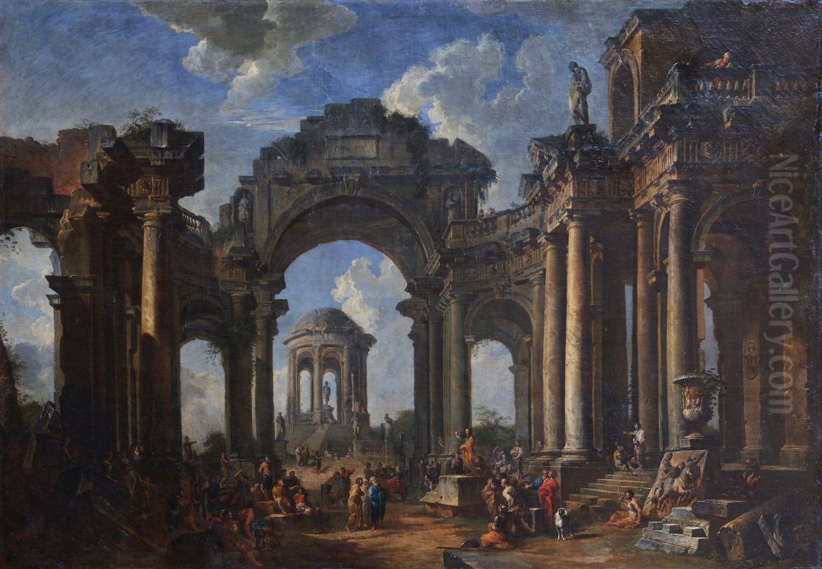 Apostle Paul Preaching on the Ruins Oil Painting by Giovanni Paolo Panini