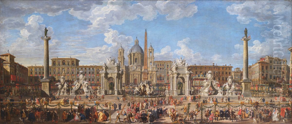 Piazza Navona in Rome Oil Painting by Giovanni Paolo Panini