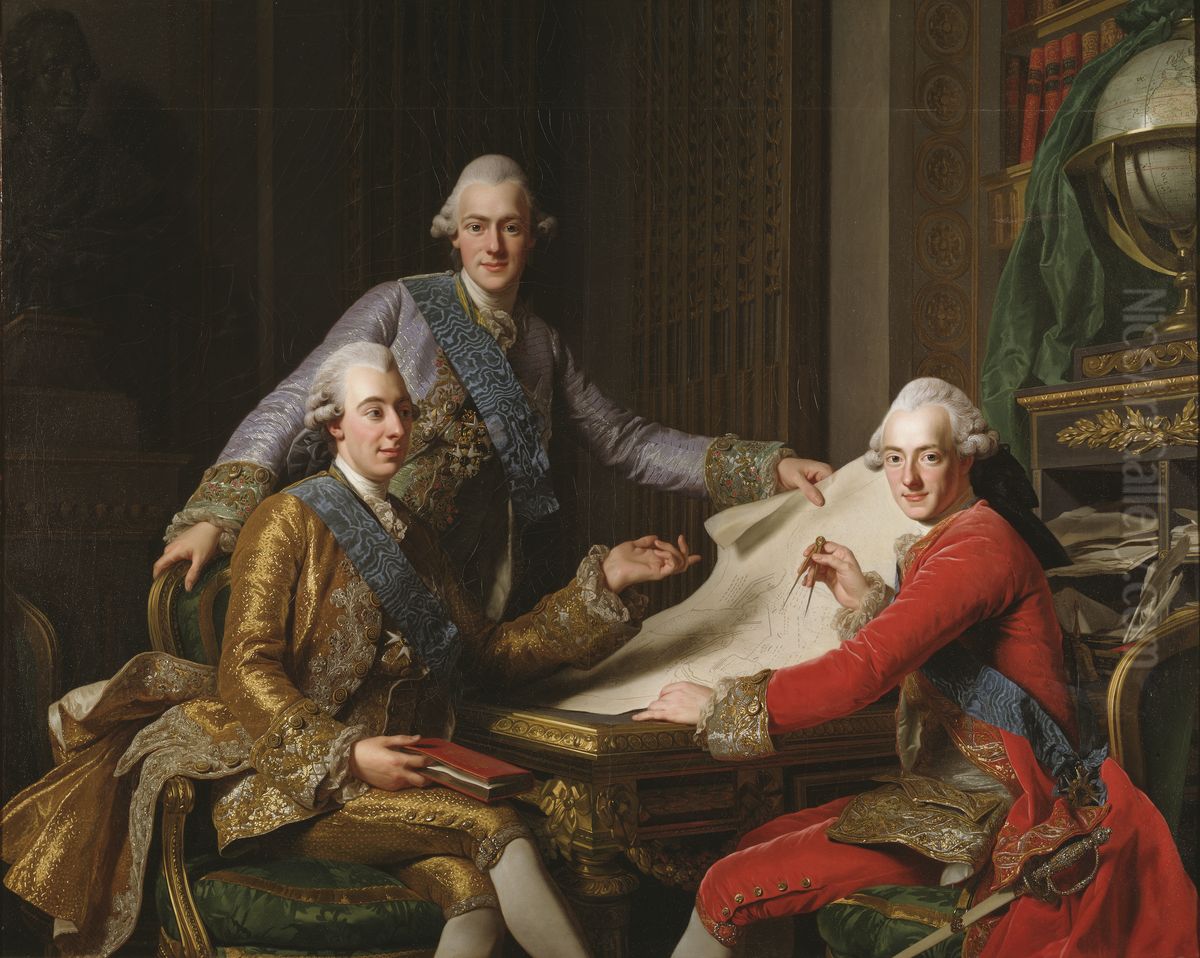 Gustav III och hans broder Oil Painting by Alexander Roslin