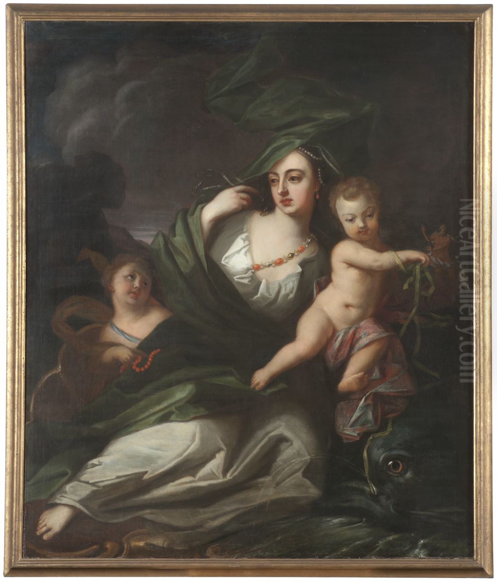 Amfitrite eller Allegori over elementet Vattnet. Oil Painting by Georg Engelhard Schroder