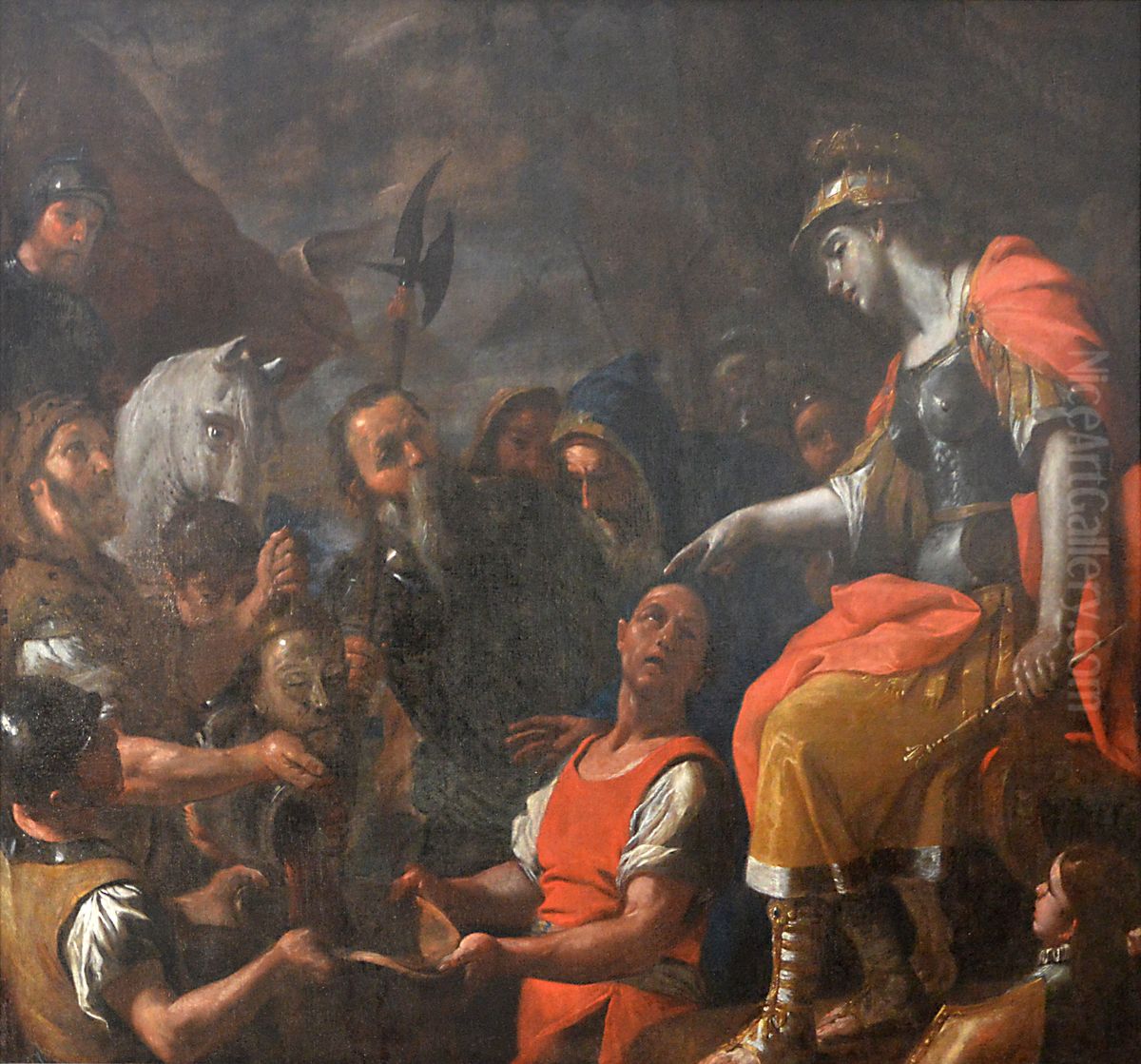 Thomyris faisant plonger la tete de Cyrus dans un vase de sang Oil Painting by unknown