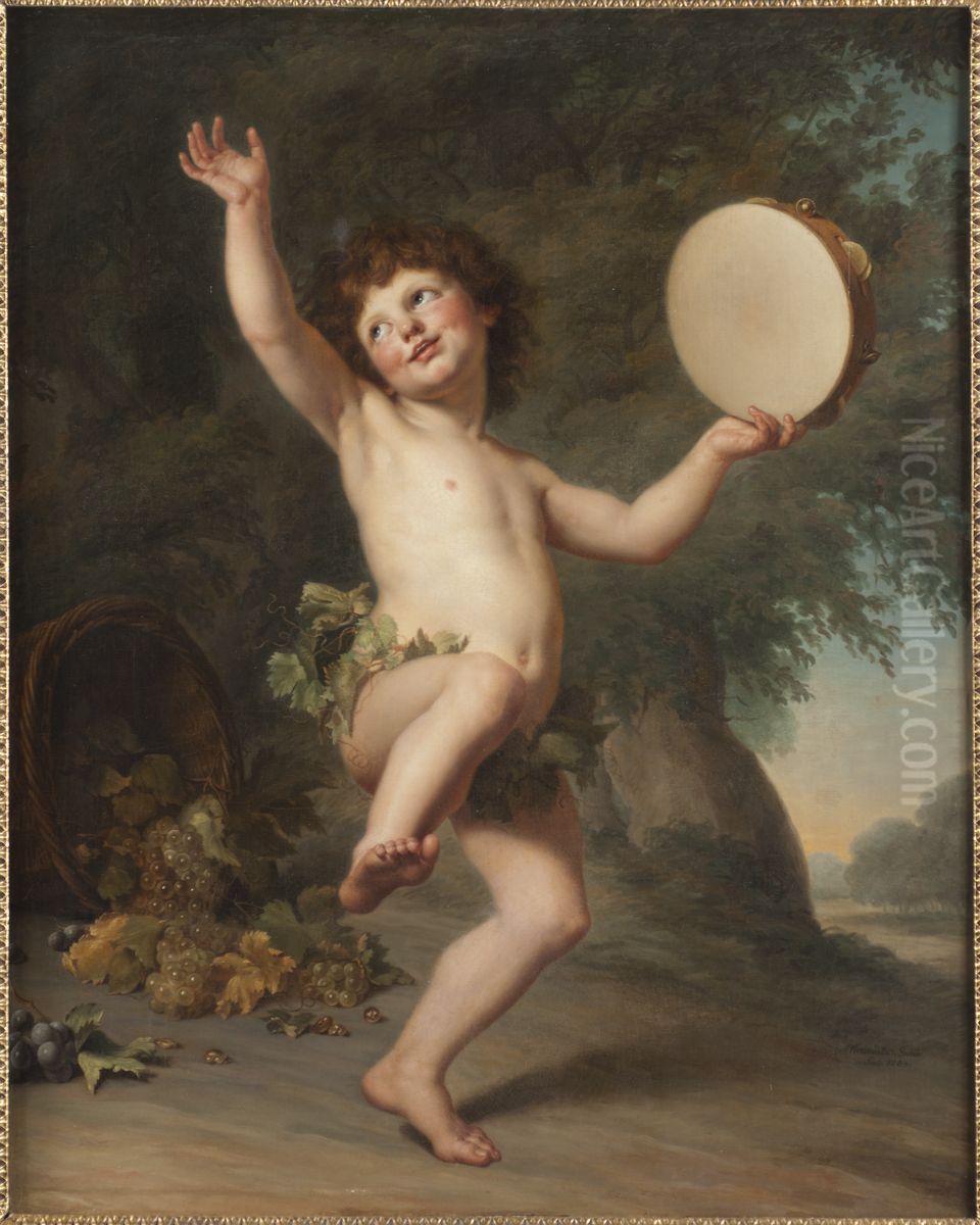 Amor som Bacchus Oil Painting by Adolf Ulrik Wertmuller