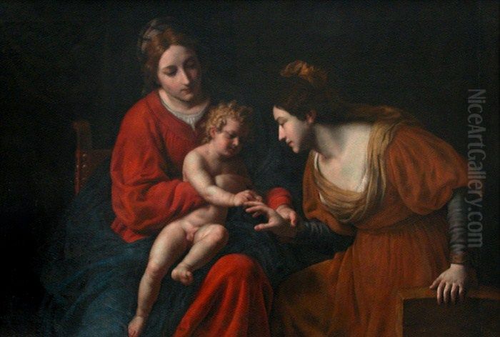 Mystic marriage of Saint Catherine of Alexandria Oil Painting by Alessandro Turchi
