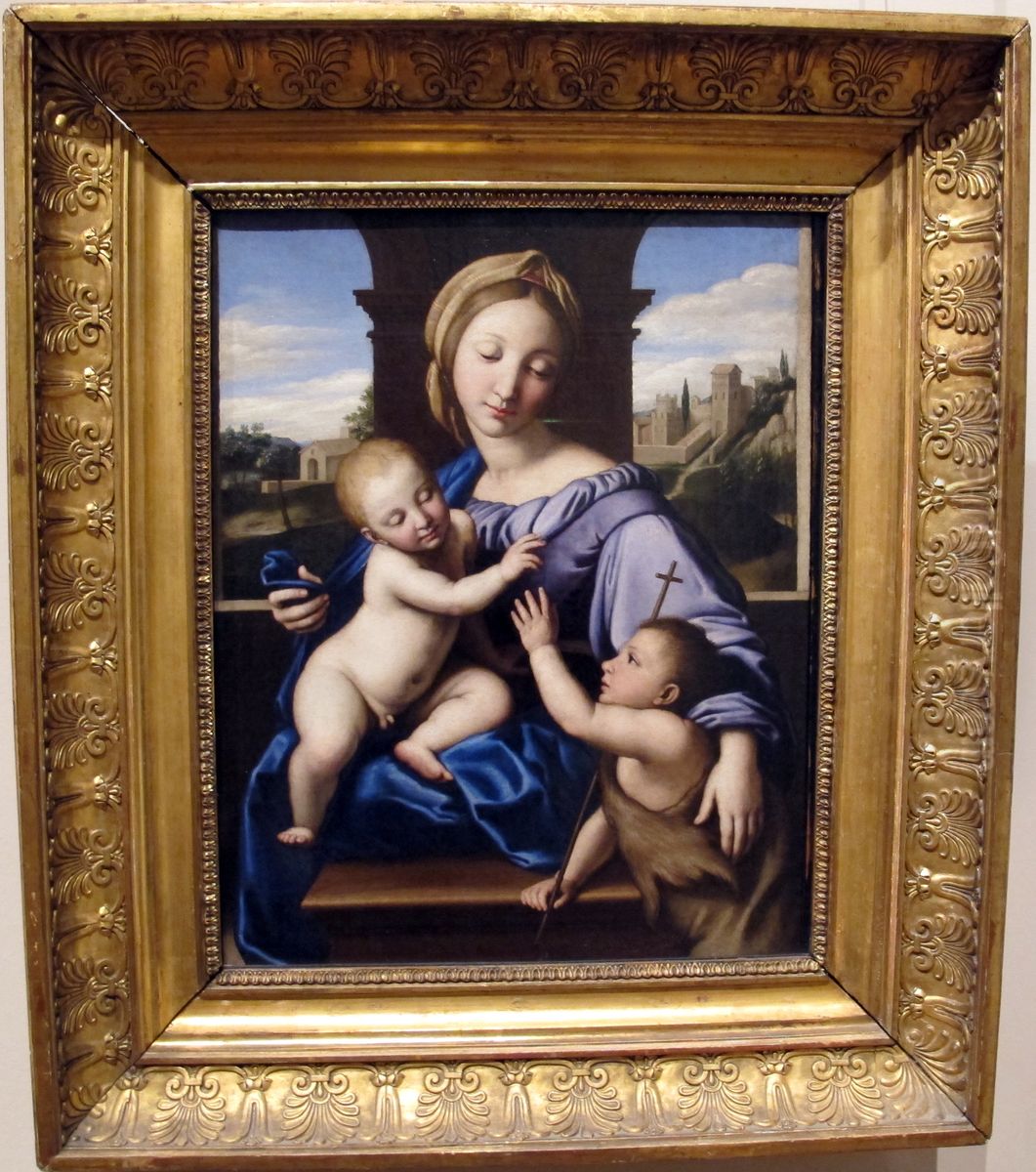 Madonna and Child with St. John the Baptist Oil Painting by Giovanni Battista Salvi da Sassoferrato