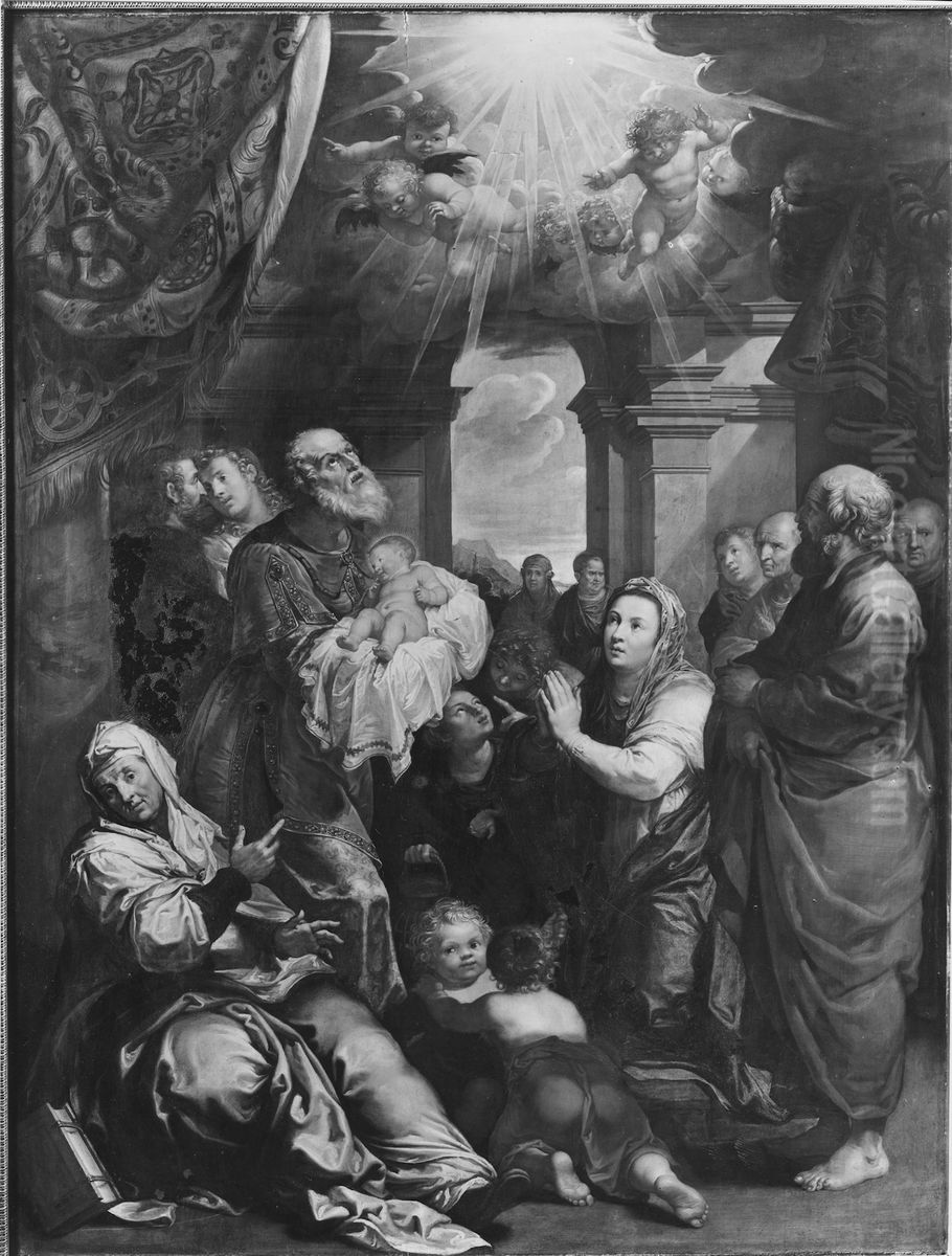 Simeon i templet Oil Painting by Maarten Pepyn