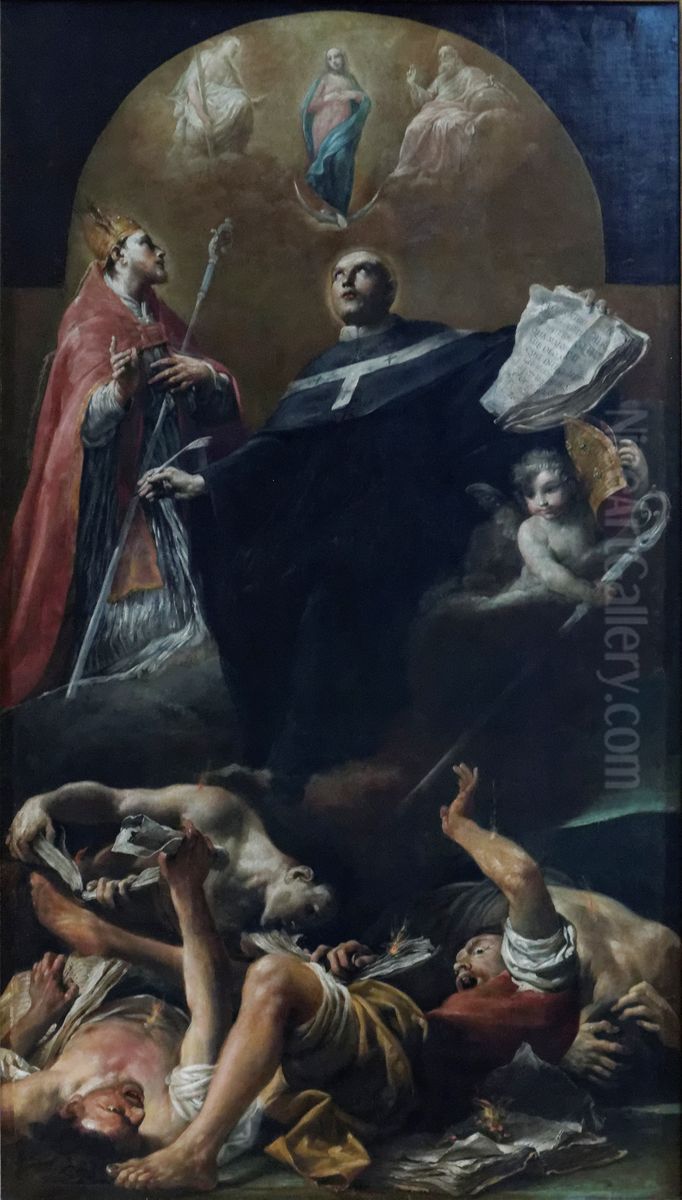 L'Immaculee Conception avec saint Anselme et saint Martin Oil Painting by Giuseppe Maria Crespi