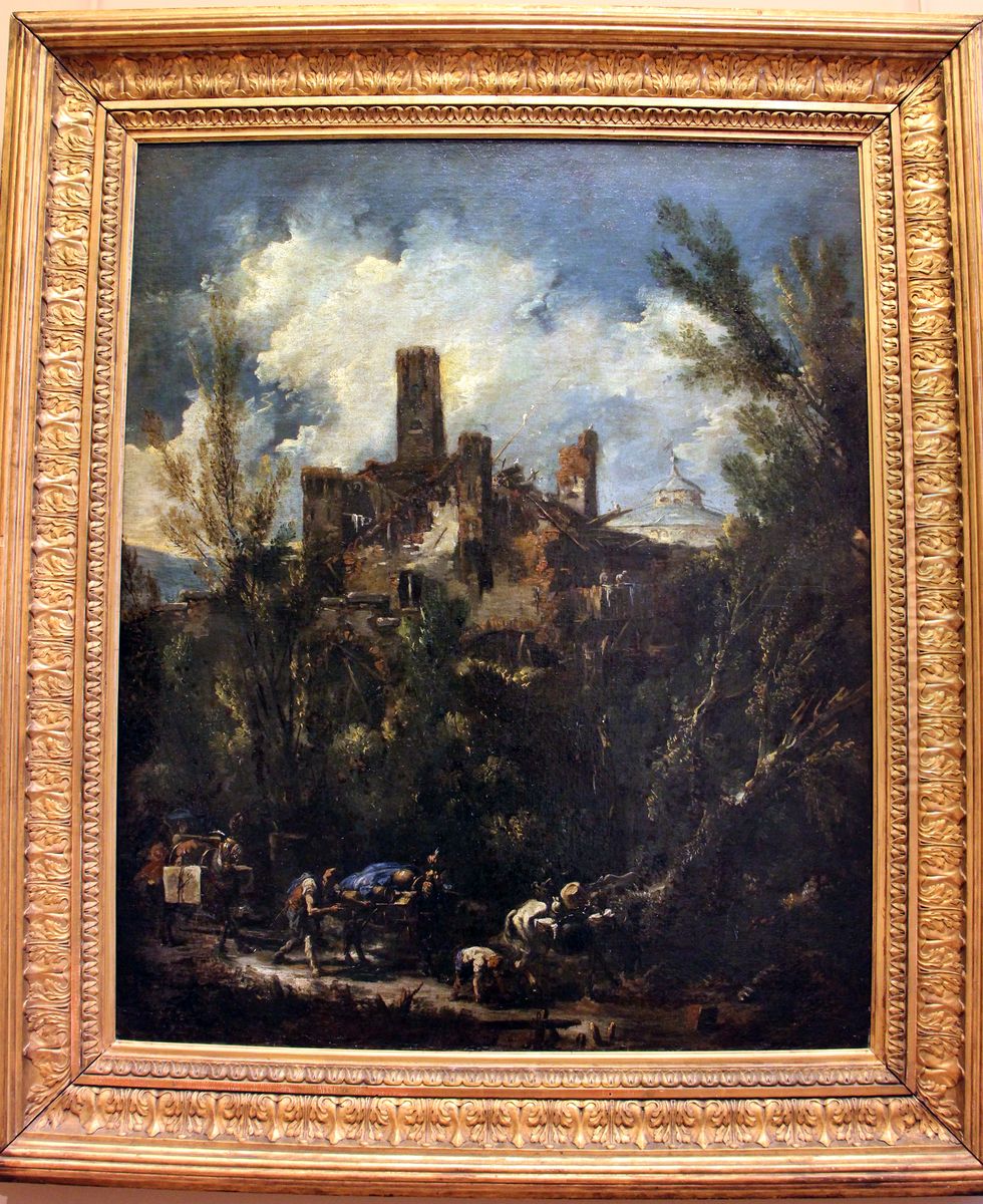 Landschaft mit Ruine und Staffage Oil Painting by Alessandro Magnasco