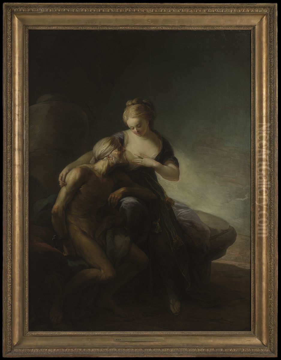 Caritas Romana. Allegori over karleken Oil Painting by Carl Gustaf Pilo