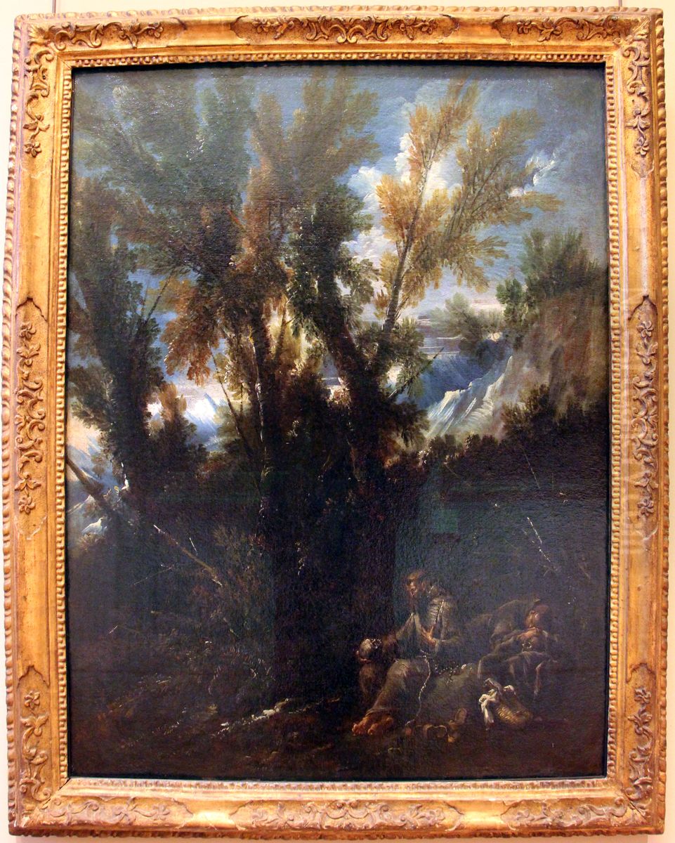 Two Hermits in a Wood Oil Painting by Alessandro Magnasco