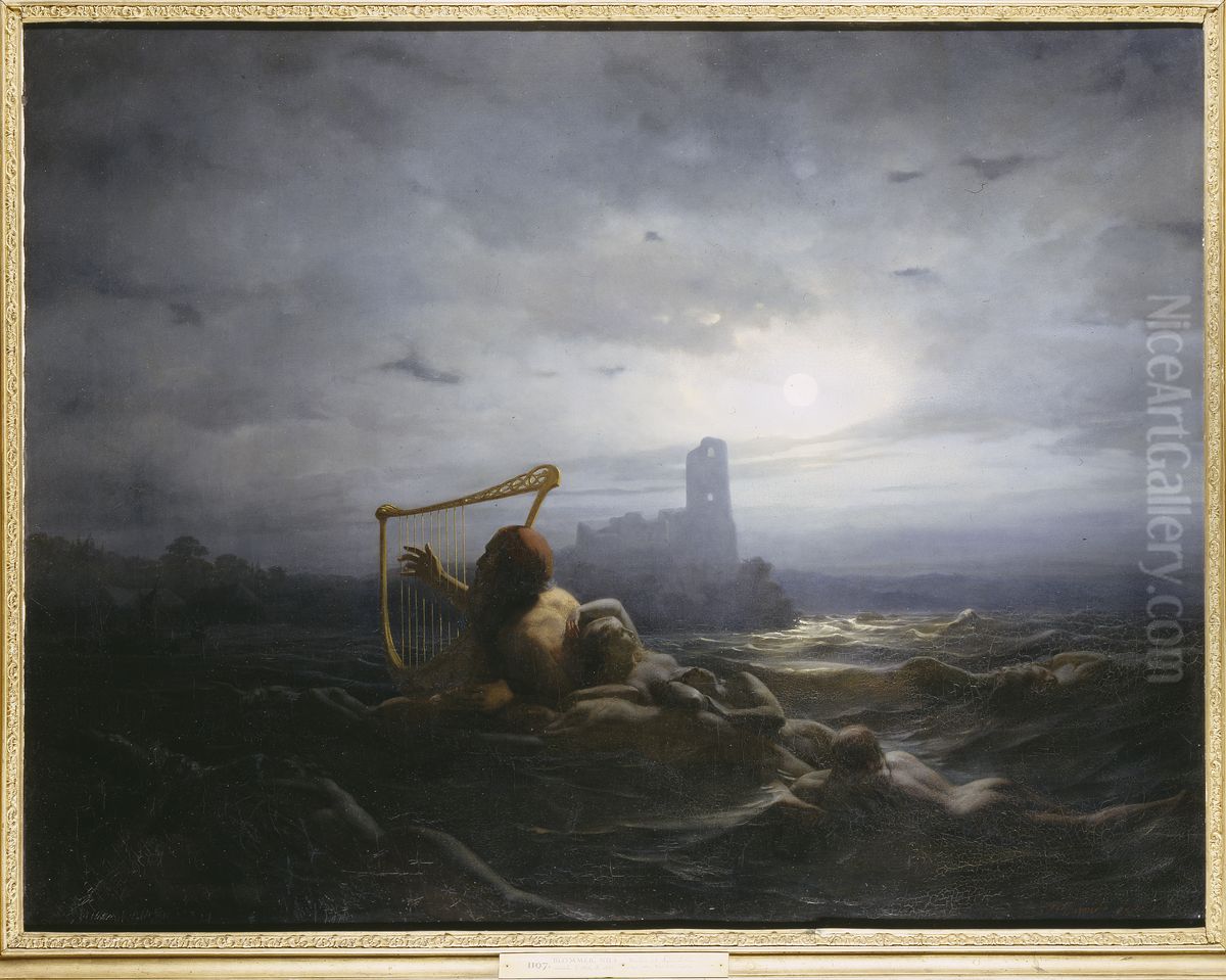 Nacken och Agirs dottrar Oil Painting by Nils Blommer