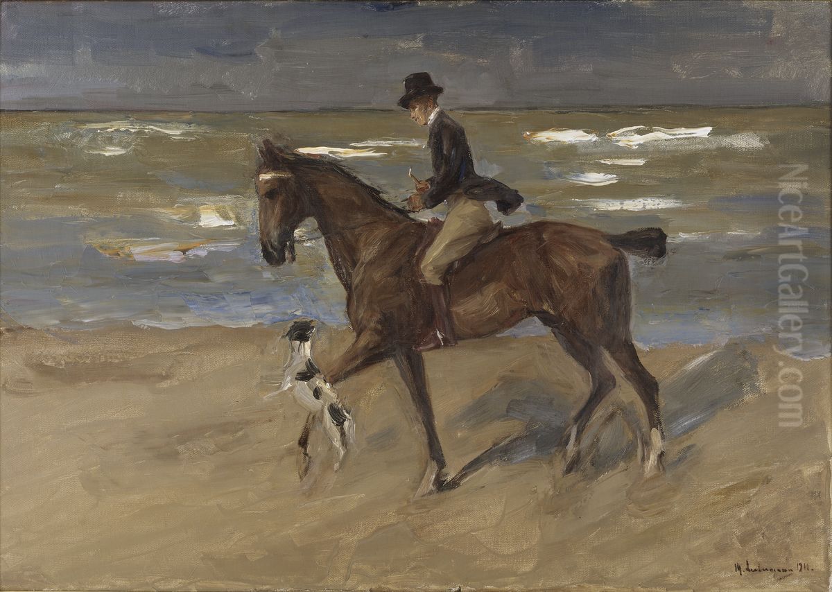 Rider on the Beach Oil Painting by Max Liebermann