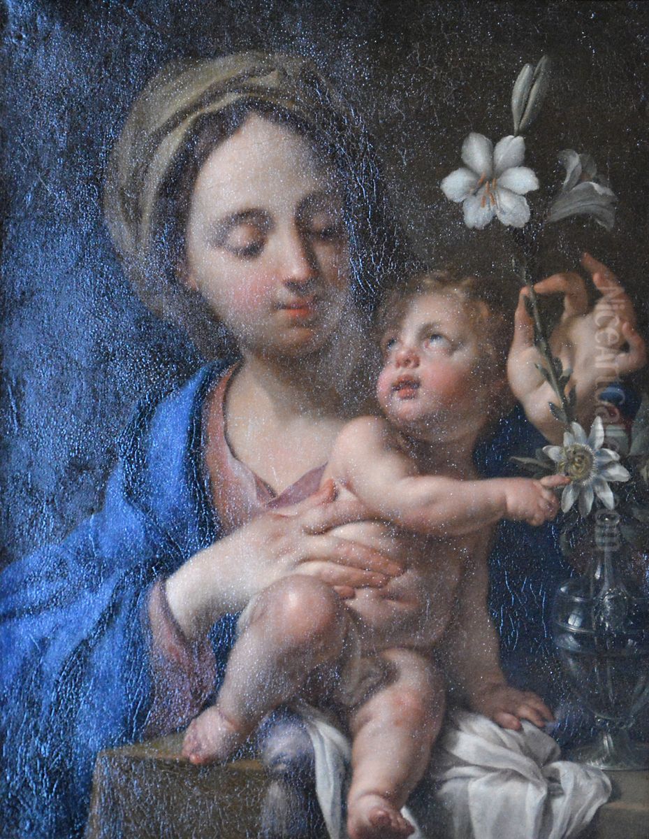 L'Enfant Jesus designant a la Vierge les fleurs de la Passion Oil Painting by unknown