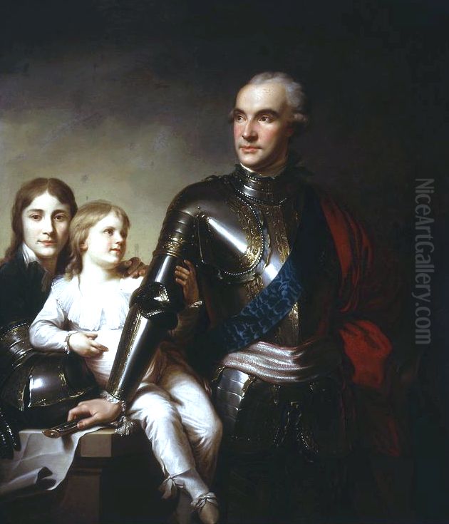The Count Potocki and his sons Oil Painting by Johann Baptist von Lampi the Elder