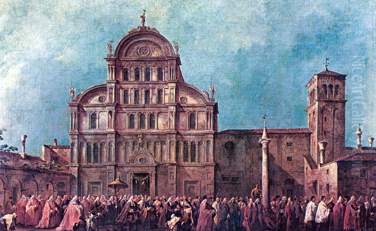 La Procession du doge de Venise a l'eglise de San Zaccaria, le jour de Paques Oil Painting by Francesco Guardi