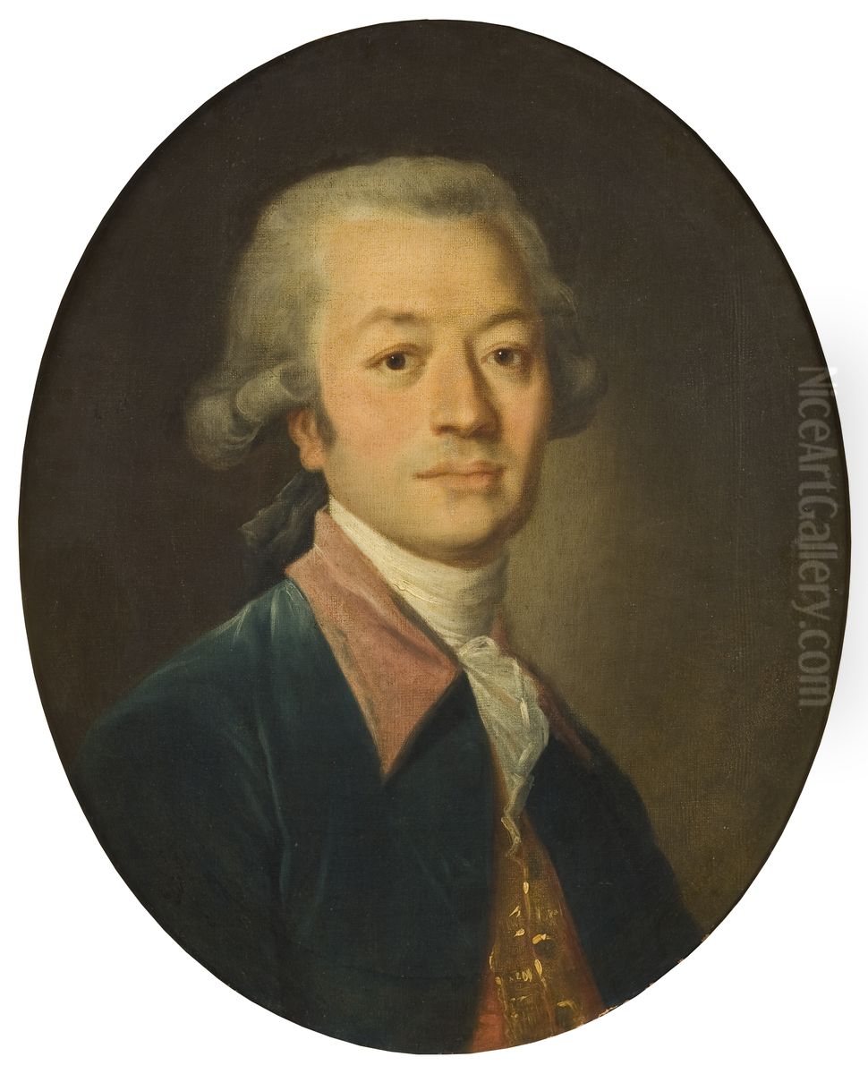 Portrait of a Man in Blue Oil Painting by Jean-Baptiste Greuze