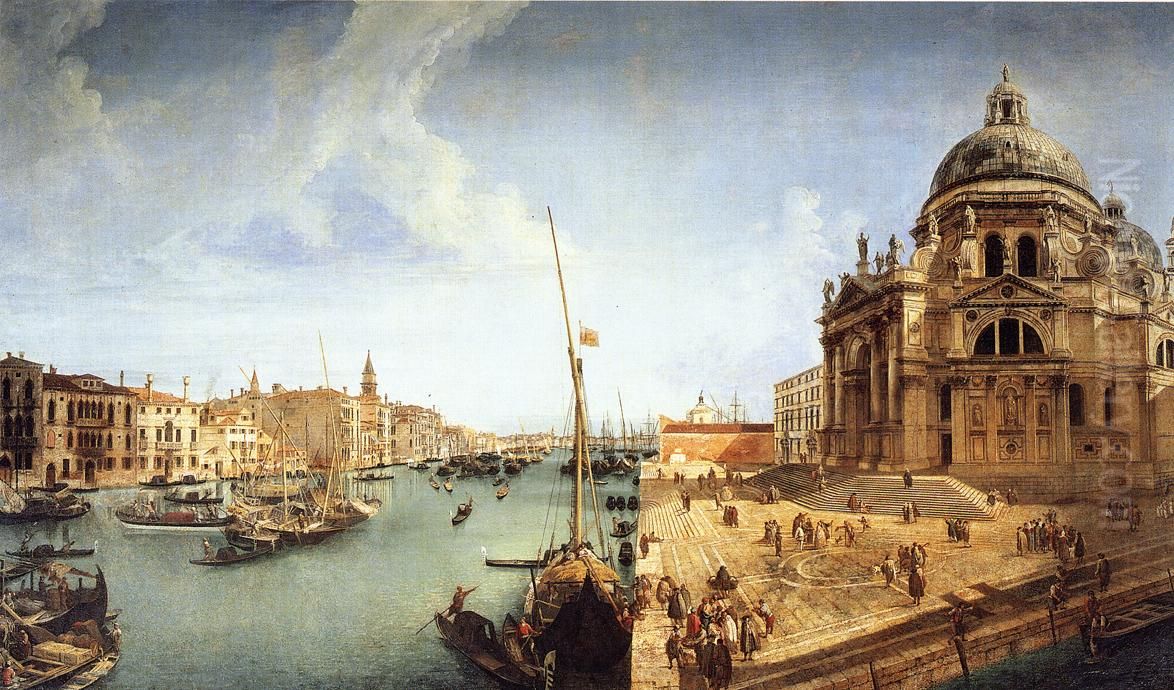 L'Entree du Grand Canal et l'eglise de la Salute a Venise Oil Painting by Michele Marieschi
