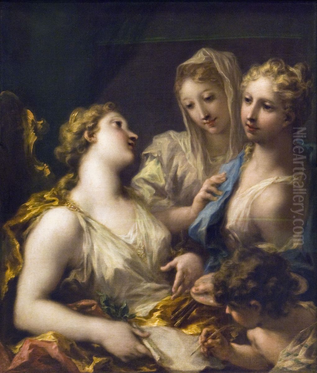 La Modestie presentant la Peinture a l'Academie Oil Painting by Giovanni Antonio Pellegrini