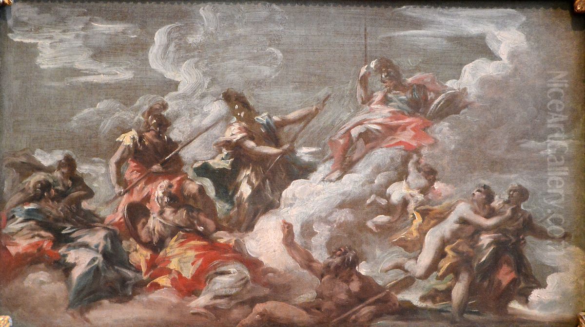 La Lutte entre l'Allemagne et la France pour la conquete du Rhin Oil Painting by unknown