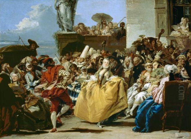 Carnival Scene Oil Painting by Giovanni Domenico Tiepolo