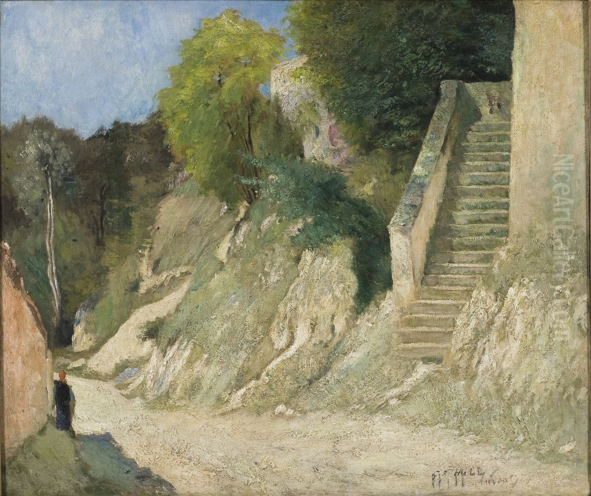 A Steep Ascent in Montigny-sur-Loing Oil Painting by Carl Fredrik Hill