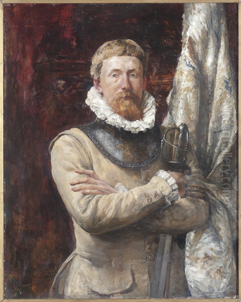 Konstnaren Hugo Birger som landsknekt Oil Painting by Ernst Josephson