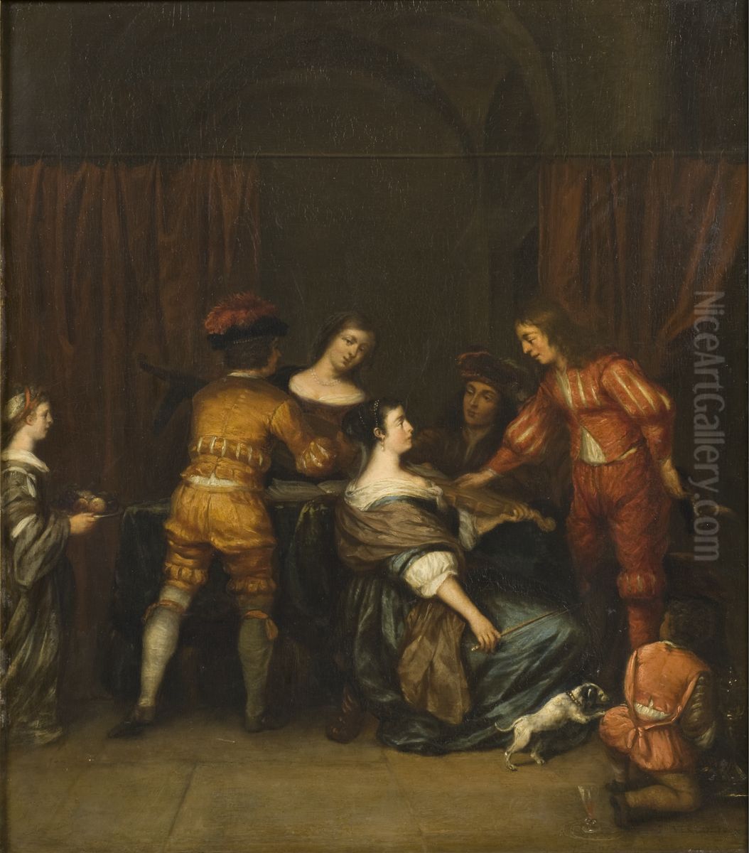 Company Making Music Oil Painting by Jan Verkolje