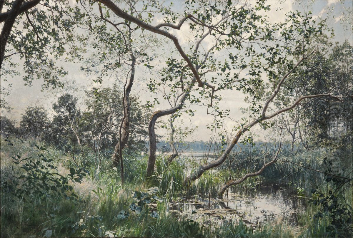 Water Vegetation. Motif from Ostergotland Oil Painting by Johan Krouthen