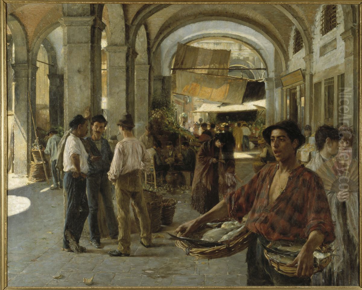 Venetiansk saluhall Oil Painting by Oscar Bjorck