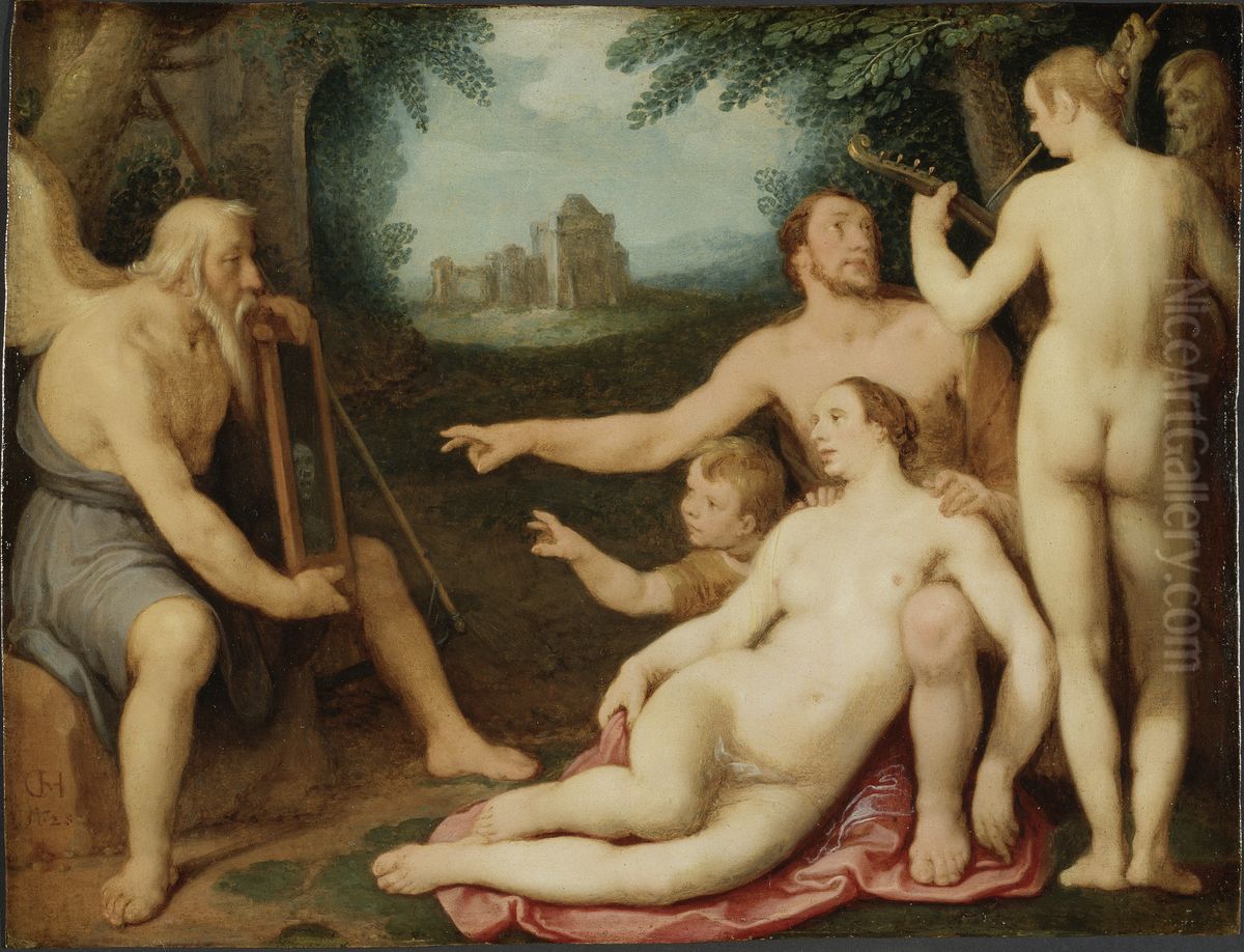 Tidens spegel Oil Painting by Cornelis van Haarlem