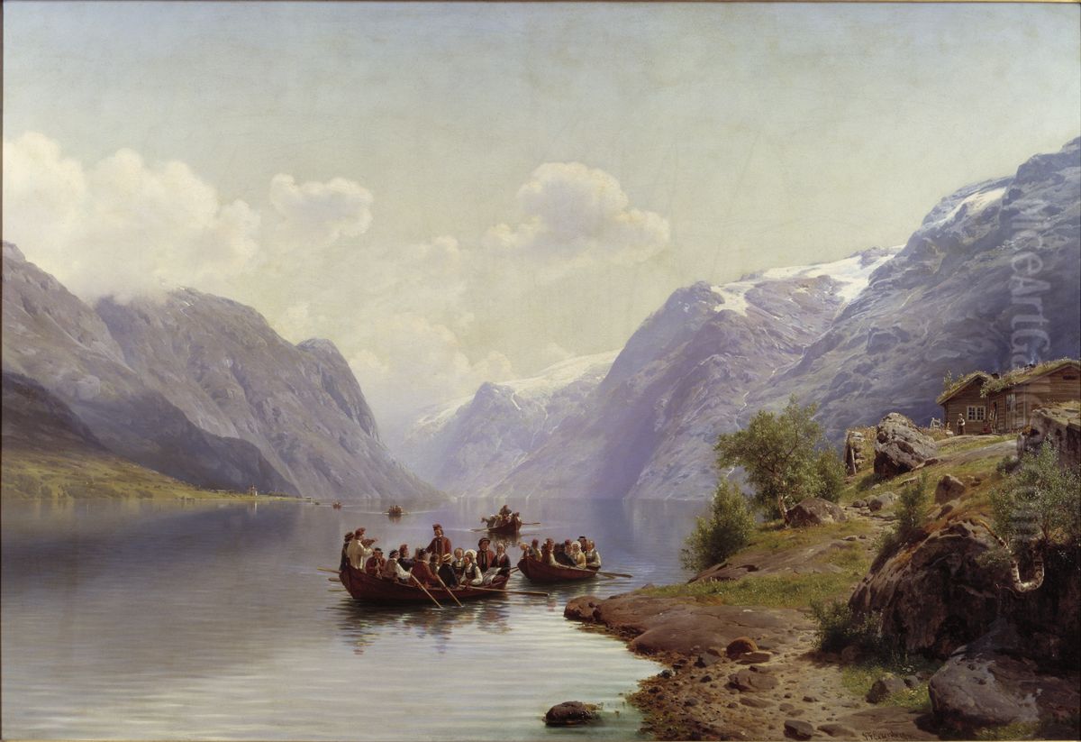 Bridal Escort on the Hardanger Fiord Oil Painting by Johan Fredrik Eckersberg