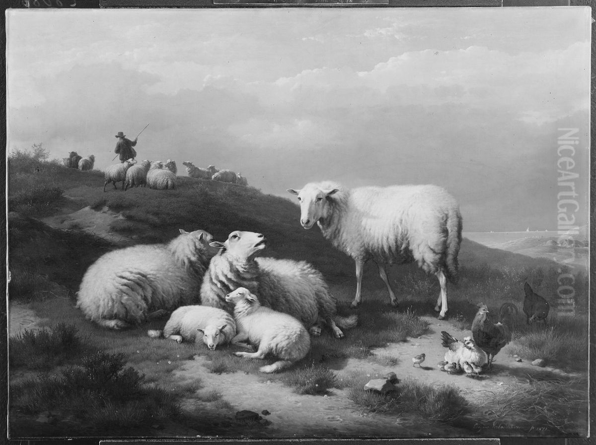 Dune Landscape with Resting Sheep Oil Painting by Eugene Verboeckhoven